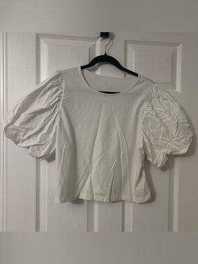 a new day White Short Balloon Sleeve Top